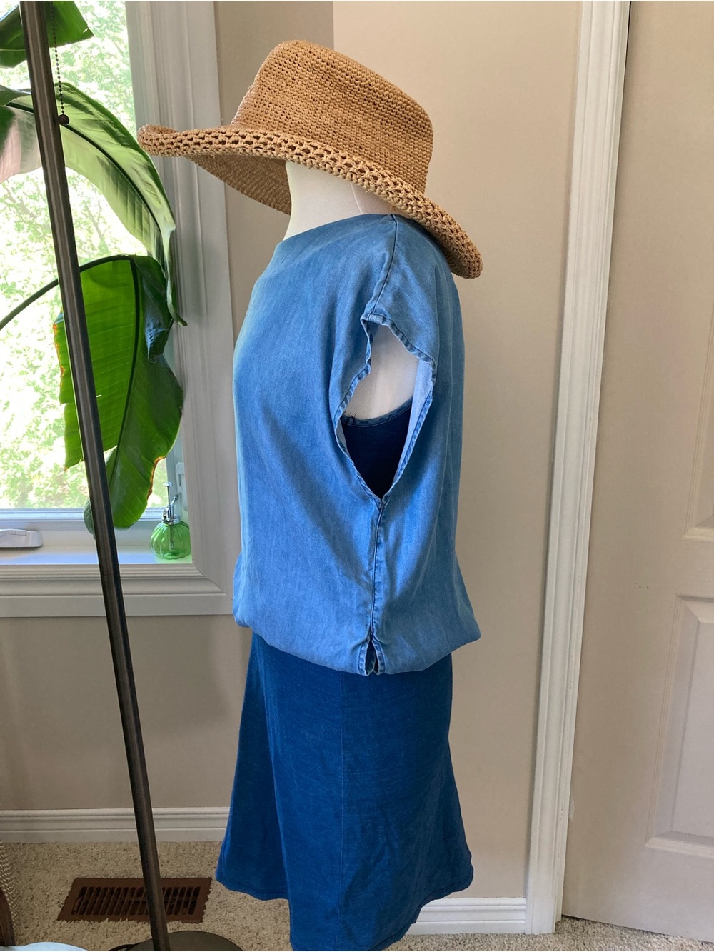 Chambray tie-waist dress